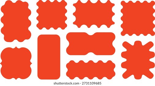 Versatile set of orange cutout shapes featuring distinct wavy and smooth contours, ideal for various graphical needs and text overlays.