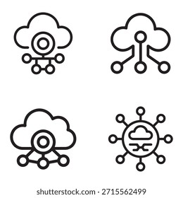 Un conjunto versátil de iconos de contorno que representan SaaS, automatización y procesos comerciales, presentados aislados sobre fondo blanco.