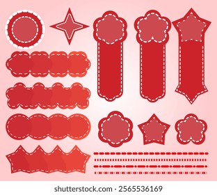 Versatile set of red labels, badges, and tags. Perfect for product labeling, promotions, and web banners