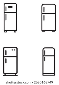 Um conjunto versátil de contornos de geladeira apresentado em um estilo de silhueta limpo, perfeito para várias aplicações de design.