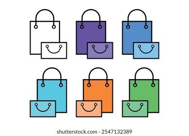 Versatile Shopping Bag Icons for Business Presentations, Shopping Bag Market Icon Illustrations for Eco-Friendly Brands, Attractive Shopping Bag Icons for Product Launches