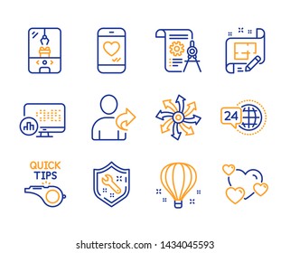 Versatile, Spanner And Crane Claw Machine Icons Simple Set. Architect Plan, Air Balloon And Report Statistics Signs. Divider Document, Love Chat And Tutorials Symbols. Line Versatile Icon. Vector