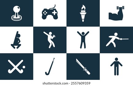 Versatile Sports Icon Set – Trophies, Balls, Medals, and Championship, Symbols