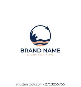 Ein vielseitiges Reise-Logo-Design mit einer sauberen, modernen Ästhetik, geeignet für verschiedene Reiseveranstaltungen und Branding.