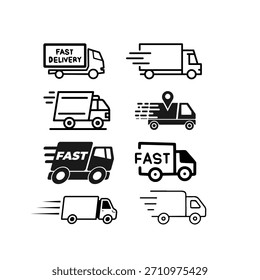 Gráficos versáteis de linha de entrega de caminhão projetados com precisão perfeita de pixel e traços editáveis suportando saída de ilustração vetorial consistente.