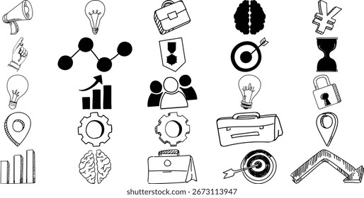 Versátiles iconos de interfaz de usuario: Colección de símbolos en blanco y negro para interfaces digitales