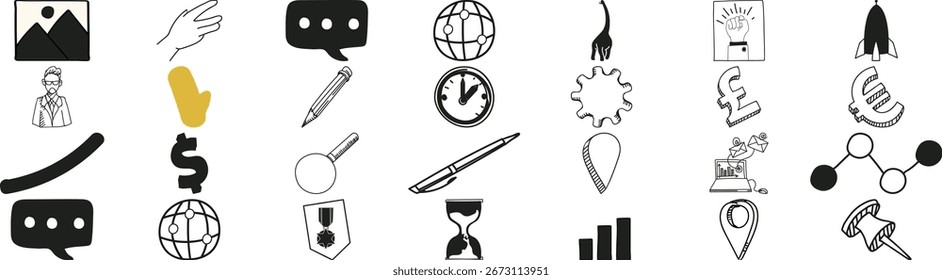 Versátiles iconos de interfaz de usuario: Colección de símbolos en blanco y negro para interfaces digitales