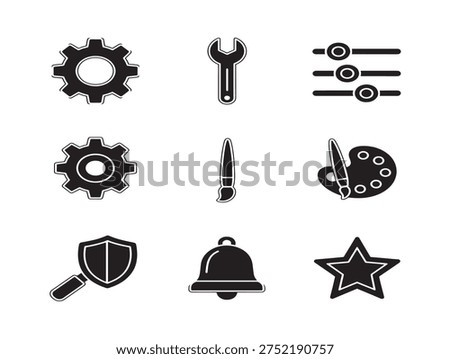 Versatile UI settings icon pack with customizable control and preference silhouette designs