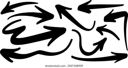 Versatile vector brush stroke arrows with dynamic style