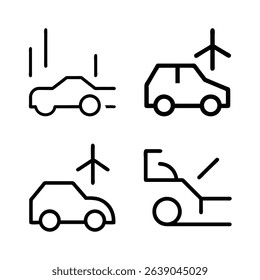 A versatile vector icon set illustrating various transportation vehicles like cars, trucks, vans, and delivery lorries, ideal for design and business