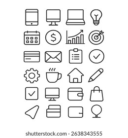 A versatile vector icon set with thin line designs, perfect for branding, web design, and mobile apps.