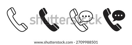 Versatile vector icons illustrating telephone communication, including inbound outbound calls and messaging. Perfect for web, app design, or business graphics.