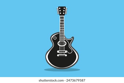 Ilustración vectorial versátil de una silueta de guitarra eléctrica para Web, móvil e infografías