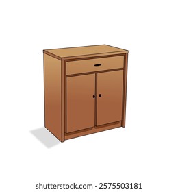 A versatile vector illustration of a small, minimalist cabinet perfect for interior design, home decor, and office spaces.