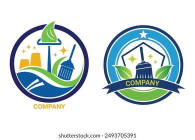 Versatile vector for professional cleaning company logo. Customize and scale for branding. High-quality for crisp images. Perfect for business cards, websites, and more.