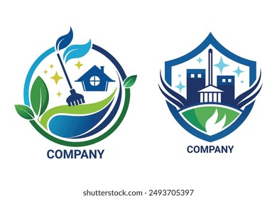 Versatile vector for professional cleaning company logo. Customize and scale for branding. High-quality for crisp images. Perfect for business cards, websites, and more.