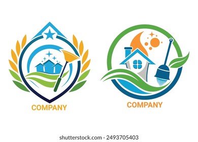 Versatile vector for professional cleaning company logo. Customize and scale for branding. High-quality for crisp images. Perfect for business cards, websites, and more.