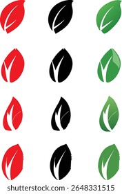 A versatile vector set of green leaf icons, perfect for nature and eco-friendly designs