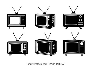 Siluetas de Vector versátiles de los televisores de tubo clásicos. Perfecto para diseños de temática retro, infografías de historia tecnológica y proyectos de medios de inspiración vintage.