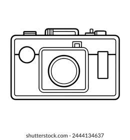 Versatile vintage retro photo camera icon vector, perfect for photography-themed projects. Classic elegance.