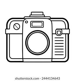 Versatile vintage retro photo camera icon vector, perfect for photography-themed projects. Classic elegance.