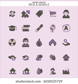 Ícones versáteis da interface do usuário do Web Mobile