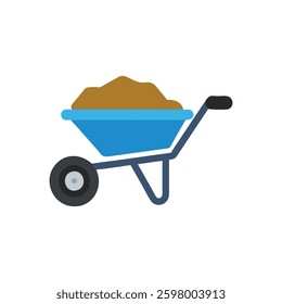A versatile wheelbarrow icon applicable for various uses.
