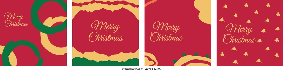 Versatile Winter Holiday Christmas Frames: Ideal for Social Media. Square Templates with Minimal Backgrounds and Vector Illustrations for Cards, Posters, Ads, Apps