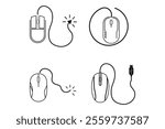 Versatile Wired Computer Mouse Vectors for All Types of Digital Content, computer mouse, mouse clipart, computer accessories, tech gadgets, minimalist mouse design, tech clipart, minimalist design