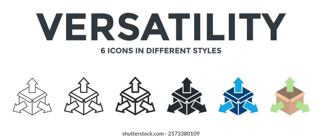 Versatility Icon In Different Style Vector Illustration. Designed In Thin Line, Regular Line, Bold Line, Glyph, Color Fill, And Flat Style Can Be Used For Web