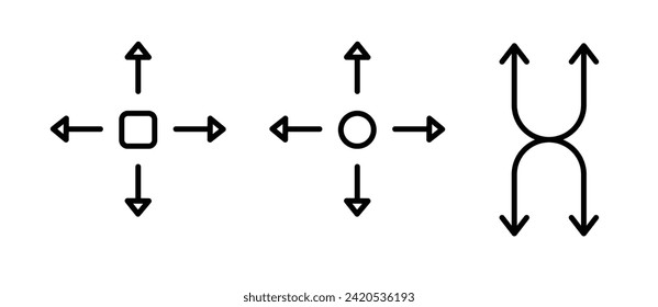 Versatility Line Icon. Agile Direction Business Web Path icon in black and white color.