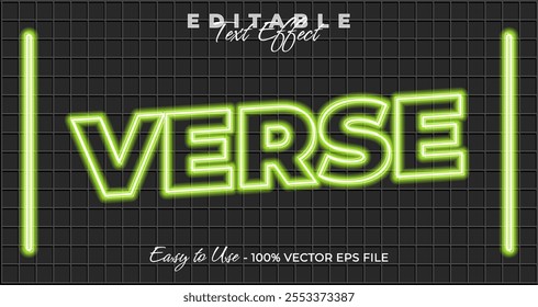 Verse text effect, glow neon graphic style, light editable text