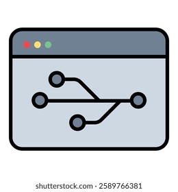Version control black round line vector icon with editable stroke,symbolizing code management and software development