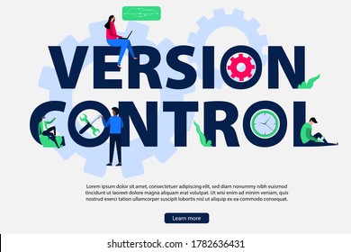 Version control concept with giant text. flat vector simple element illustration from the editable technology concept. Suitable for landing page, web, flyer, website, and banner.