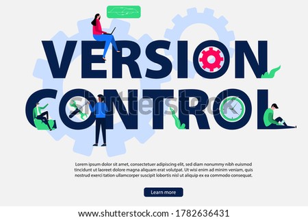 Version control concept with giant text. flat vector simple element illustration from the editable technology concept. Suitable for landing page, web, flyer, website, and banner.