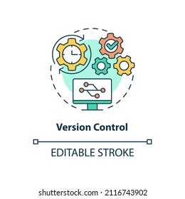 Version control concept icon. Safety of personal sensitive data abstract idea thin line illustration. Isolated outline drawing. Editable stroke. Roboto-Medium, Myriad Pro-Bold fonts used