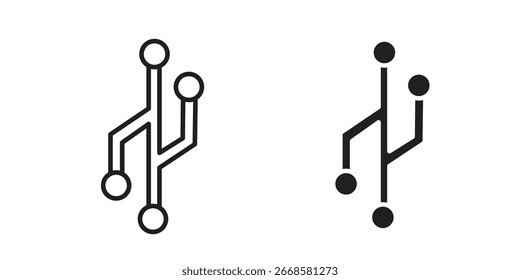 Icono de control de versiones Vector en blanco y negro Gráfico