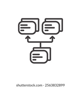 Version Control Icon Depicting a Branching Network Diagram in Black and White