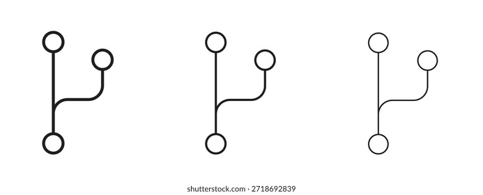 Conjunto de pictogramas negros con el logotipo del icono de control de versiones. arte de contorno de línea delgada.