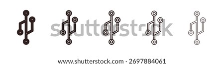 Version control icon symbols set. Editable stroke collection.