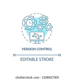 Version control turquoise concept icon. Safety of sensitive data abstract idea thin line illustration. Isolated outline drawing. Editable stroke. Roboto-Medium, Myriad Pro-Bold fonts used