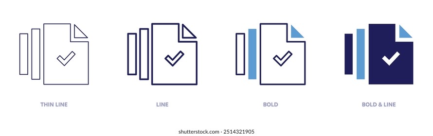 Version icon in 4 different styles. Thin Line, Line, Bold, and Bold Line. Duotone style. Editable stroke.