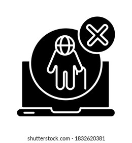 Version not supported black glyph icon. Website access problems. Web error notification silhouette symbol on white space. Use of obsolete HTTP protocols notification. Vector isolated illustration