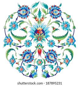 Versiones de las artes decorativas otomanas, flores abstractas