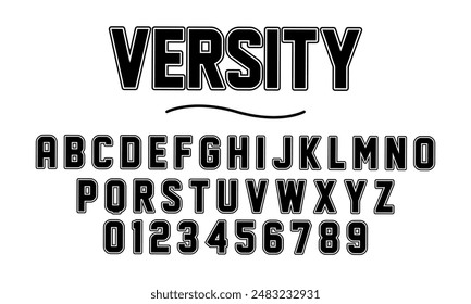 versity Abstract font alphabet. Minimal modern urban fonts for logo, brand etc. Typography typeface uppercase and number. vector illustration