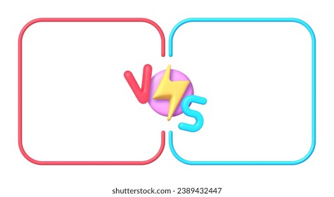 Versus in 3D style on white background. Vs battle headline with lightning bolt. Game icon. Vector illustration