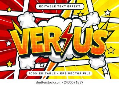 versus 3d text effect and editable text effect with comic retro style design