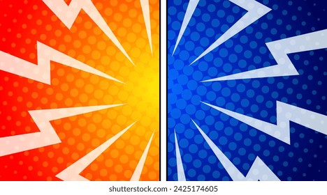 Versus against background in flat comic style design with halftones. Vector illustration