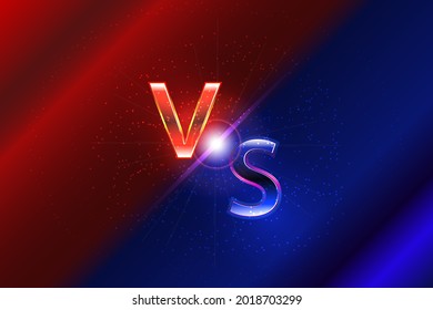 Versus Hintergrund mit funkelnden Punkten und Neon VS Buchstaben. rote und blaue Hintergrundvorlage für den Wettbewerb. Vektorgrafik.