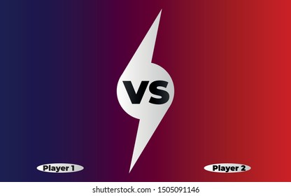 Versus background. Sport competition VS poster, game fight battle duel concept, blue red team design. Vector versus comparison flat poster